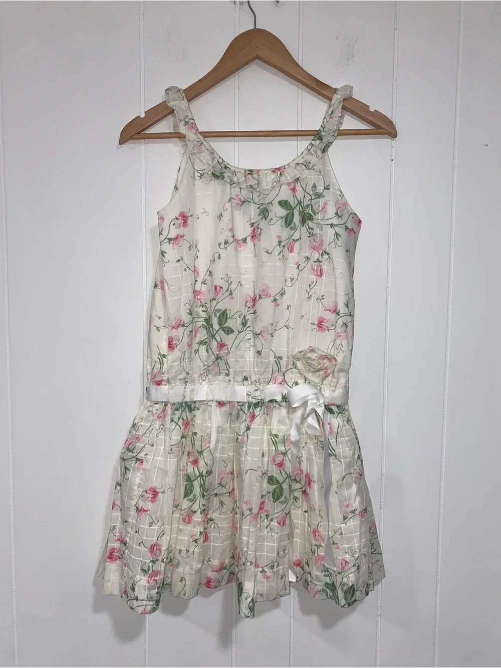 Ralph Lauren Cream Floral Sundress with Pink Roses girls sz12